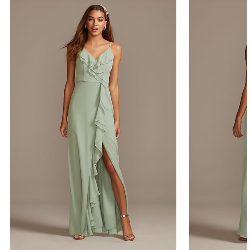 Dusty sage David’s bridal bridesmaid dress